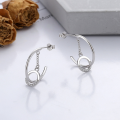wholesale S925 Sterling Silver Korean-style Creative C-Hoop Drop Earrings with Tassel and Inlaid Diamond Circle Long Versatile Elegant Earrings-0-2
