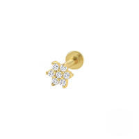 wholesale S925 Sterling Silver Ins Creative Geometric Flower Flat Head Threaded Piercing Earrings, Hot-selling Ear Bone Studs-Single 4.5MM gold-style 18