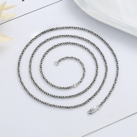 wholesale S925 Sterling Silver Retro Distressed Two-Tone Two-Strand Braided Chain Collarbone Necklace DIY Plain Naked Chain Single Strand-2.3MM twist chain 45+5CM (approximately 9.50G)  925 silver
