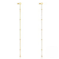 wholesale S925 Sterling Silver Light Luxury Fringe Tassel Earrings With Opal Inlay And Crystal Accents-Gold 925 silver