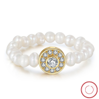 wholesale S925 Sterling Silver Cloud-Pull Jewelry Natural Freshwater Pearl Stackable Stretch Ring Factory Direct Wholesale-14K gold. Suitable for size 5-6, about 2.5mm. Approximate weight: 1.1g