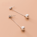 wholesale S925 silver mother-of-pearl synthetic pearl earrings for women, single diamond, two-way wear long drop earrings ear accessories G6581-0-4