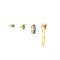 wholesale S925 Sterling Silver Geometric Marquise Zircon Earring Set, Basic And Versatile Hoop Earrings For Women-Set of 4 - Gold#3&gt;925 Silver