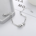 wholesale S925 Sterling Silver Korean Style Interlocking Circle and Sphere Handmade Minimalist Ins-style Versatile Bracelet-0-1