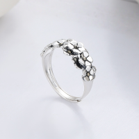wholesale S925 Sterling Silver Retro Vintage Korean Style Geometric Floral Open Adjustable Ring for Women-YJ1146/approx. 3g Adjustable opening