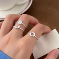 wholesale S925 Sterling Silver Korean-style Bread Head Ring for Women, Minimalist and Small Fresh Niche Accessory, Versatile Band-0-1