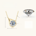 wholesale S925 Sterling Silver Cross-Border Live Streaming Ins Style Large Water Drop Moissanite Necklace, Petite and Chic Fashion Pendant Collarbone Chain-0-7