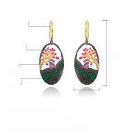 wholesale S925 Sterling Silver Italian Craftsmanship Designer Earrings, Natural Style Tree of Life Enamel Earrings-Natural amethyst earrings