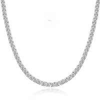 wholesale 925 Silver Jewelry Women's Light Luxury Fashion European and American Style Round Colorful Diamond Single Row Necklace 40-45cm-N218 White Diamond [45cm] &gt; 925 Silver