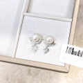 wholesale S925 Sterling Silver Light Luxury Style Love Zircon Freshwater Pearl Ear Studs for Women, French Retro High-End Earrings-0-4