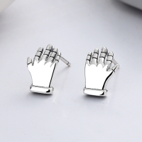 wholesale S925 Sterling Silver Creative Trendy Glove-Shaped Minimalist Cold Style Hip-Hop Punk Simple Stud Earrings-YFR199/approx. 2.1g>925 silver