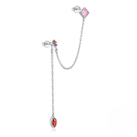 wholesale 925 Sterling Silver New Style Fringe Chain Colorful Crystal Snake Earrings-Single platinum #1 925 silver