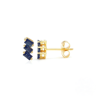 wholesale S925 Sterling Silver Earrings With Three Asymmetrical Rectangular Zirconia Inlays, Featuring A Retro European Style-Gold-Blue Diamond 925 Silver