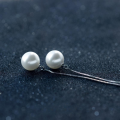 wholesale S925 Sterling Silver Ear Thread Korean Version Fashion Minimalist Tassel Synthetic Pearl Shell Pearl Earrings E0720-0-2
