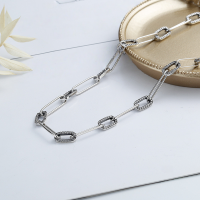 wholesale S925 Sterling Silver Retro Vintage-style Rectangular Ins Minimalist Style Inlaid Zircon Collarbone Necklace-YL229/approx. 14g 925 silver