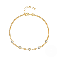 wholesale S925 Sterling Silver Single Row Zircon-studded Pentagram Circle Bracelet, A Stylish And Unique Korean-inspired Design-Gold-Style 4 925 Silver