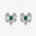 wholesale S925 Luxury Butterfly Earrings with 1ct 5*7 Zambian Color Lab-Grown Emerald, Live Broadcast Same Style-0-0