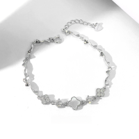wholesale S925 Sterling Silver White Shell Clover Bracelet for Women, Small Niche Design, Exquisite and Versatile Wrist Accessory, Light Luxury Jewelry Wholesale-SL010060 925 silver