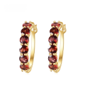 wholesale S925 silver plated with 14k gold, natural garnet stud earrings with lightweight luxury design, set with natural gemstone earrings-0-1