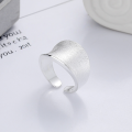 wholesale S925 Sterling Silver European and American Cross-Border Exaggerated Large Wide Band Ring with Matte Finish Geometric Style Open Adjustable Ring-0-1