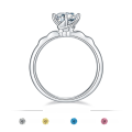 wholesale S925 Sterling Silver Four-Prong Round D Color Moissanite Ring with Certificate, 1 Carat Moissanite Engagement Ring-0-4