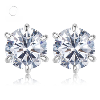 wholesale S925 Metal New 8mm Classic Six-Prong Stud Earrings for Women with High Carbon Diamond Cross-Border Ins Hot-Selling Item-E143 Six-claw Earrings 925 Silver