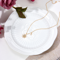 wholesale S925 Sterling Silver Japan Korea Eight-Pointed Star Women's Natural Opal Necklace Exquisite Shining Trendy Fashion-Star Moon Silver Necklace 925 Silver