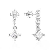 wholesale S925 Sterling Silver Single Row Zircon-encrusted Super Sparkling Ear Stud Earrings,ins-Platinum 925 silver