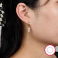 wholesale Metal: 925 Sterling Silver Pearl chain earrings for women, minimalist niche design, high-end jewelry wholesale-0-3