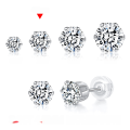 wholesale S925 Sterling Silver Moissanite Stud Earrings Simple Six-Prong Single Stone Earrings for Women Versatile Elegant Moissanite Earrings Hypoallergenic Ear Jewelry-0-6