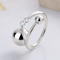 wholesale S925 Sterling Silver Korean-style Geometric Sphere Tassel Pendant Minimalist Design Versatile Open Ring-0-0