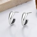 wholesale S925 Sterling Silver Korean Minimalist Ins Mirror-Finish C-Hoop Simple and Versatile Women's Stud Earrings-0-0