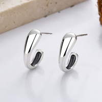 wholesale S925 Sterling Silver Korean Minimalist Ins Mirror-Finish C-Hoop Simple and Versatile Women's Stud Earrings-YFR147M/approx. 2g 925 silver