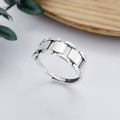 wholesale S925 Sterling Silver Retro Minimalist Ins Style Versatile Trendy Checkerboard Band Open Adjustable Ring-0-0