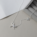 wholesale S925 Sterling Silver Fresh and Sweet Ins Style Small and Large Bow Knot Necklace Y01926-0-0