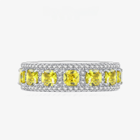 wholesale 925 Silver Shipei Jewelry New 025ct Canary Yellow Square Cushion Cut 35*35 High Carbon Diamond Ring-Goose Yellow【R2519】 No. 6