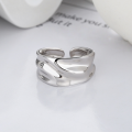 wholesale S925 sterling silver wide river line texture irregular open ring, lightweight luxury fashion trend finger ring-0-1