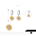 wholesale S925 Sterling Silver Sunflower Earrings with Zirconia, Cross-Border Bestseller, Direct from Manufacturer-0-3