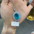 wholesale Silver luxurious group-set imitation Paraiba pendant, lavish imitation diamond necklace for women, high-end and elegant pendant-0-1
