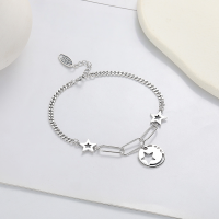 wholesale S925 Sterling Silver Korean Style Ins Wind Star Hollow Pendant Bracelet Simple Fresh Versatile Niche Hand Accessory-284SM/approx. 6.2g 925 silver
