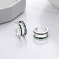 wholesale S925 Sterling Silver Double Layer Epoxy Avocado Color Rainbow Zircon Ear Studs Fashionable Light Luxury Style Trendy Earrings-0-2