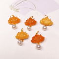 wholesale S925 silver gold-plated natural beeswax amber lotus Buddha pendant accessory DIY semi-finished bracelet necklace string ornament-0-4