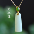 wholesale Silver-gilt and certified natural Hetian jade antique Chinese-style pendant with inlaid jade, Hanfu necklace ornament, Wushi plaque-0-0