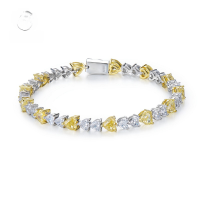 wholesale S925 Sterling Silver Gold-Plated Heart-Shaped Yellow Diamond Bracelet for Women, 50 Points, Love Motif, Wealth-Attracting, Luxury, Niche, Exquisite-B047 Yellow Diamond Heart-Shaped Bracelet (Not in stock for bulk customization)  15cm