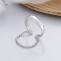 wholesale S925 Sterling Silver Korean Minimalist Design Smooth Irregular Shape Bead Chain Link Open Ring-0-3