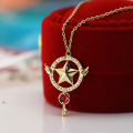 wholesale 925 Silver Wholesale Light Jewelry: Pretty Guardian Sailor Moon & Cardcaptor Sakura Magic Five-Pointed Star Wing Scepter Necklace-0-0