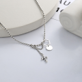wholesale S925 Sterling Silver Korean-style Geometric Hexagon Dot Cross Beaded Chain Creative Unisex Necklace-0-0