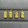 wholesale Gold-plated S925 ancient method silver engraved three-dimensional Buddha pendant Green Tara pendant Manjushri pendant DIY cultural play Buddhist beads-0-2