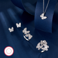wholesale 925 Sterling Silver Jewelry Set Cross-Border Hot Pick Retro Elegant High-End Blue Butterfly Earrings Ring Necklace-0-2