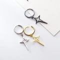 wholesale S925 silver cross earrings for women, minimalist ins style, radiant star geometric hollow ear clasp G3153-0-1